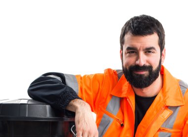 Çöp Adam izole beyaz arka plan üzerinde