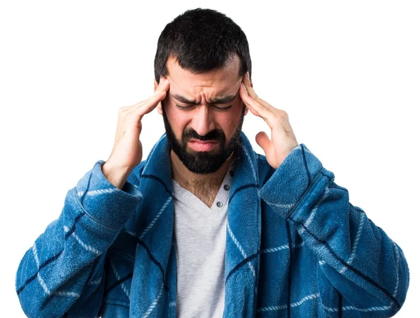 Frustrated Man in dressing gown — Stock Photo, Image