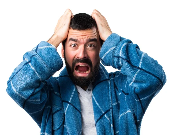 Frustrerad Man i morgonrock — Stockfoto