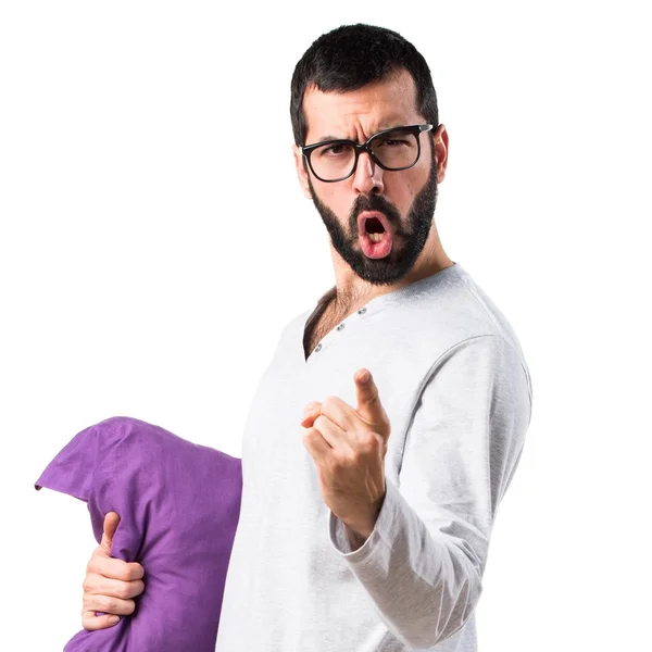 Mannen i pyjamas skrika — Stockfoto