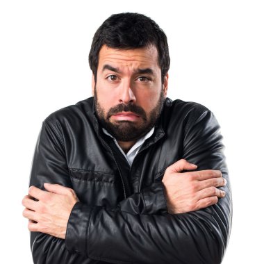 Erkek deri ceket dondurma ile