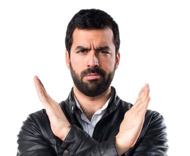 Adamla hiç jest yapıyor deri ceket