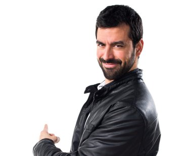 Erkek deri ceketi geri işaret ile