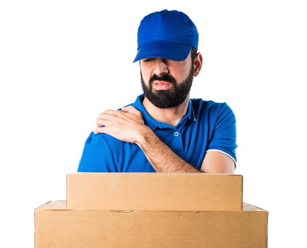 Delivery man with shoulder pain — Stock Photo, Image
