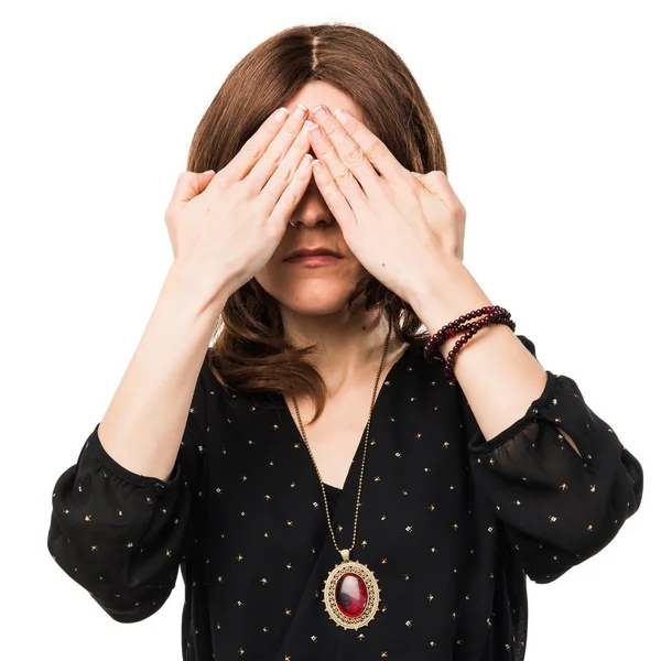 Mujer cubriendo sus ojos —  Fotos de Stock
