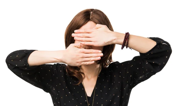 Woman covering her face — Stock Photo, Image