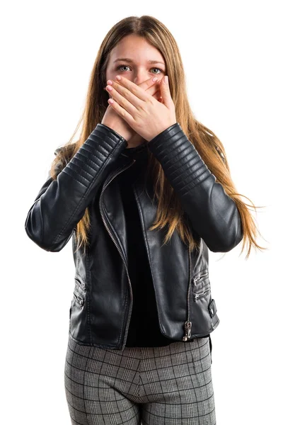 Teen girl covering her mouth — Stock Photo, Image