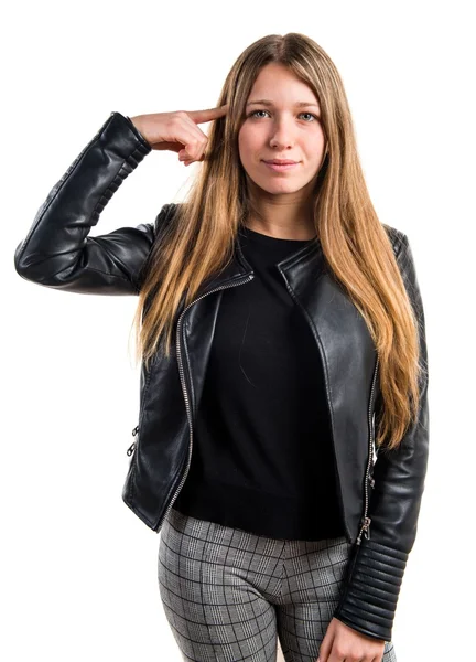 Menina adolescente fazendo gesto louco — Fotografia de Stock