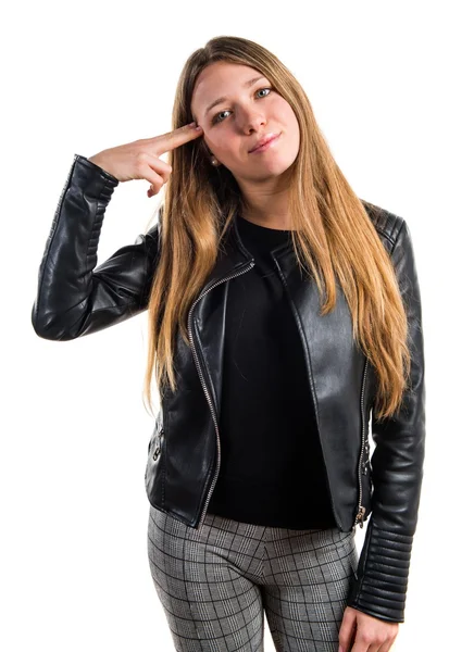 Teen flicka gör självmord gest — Stockfoto