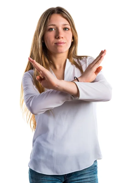 Teen girl doing NO gesture — Stock Photo, Image