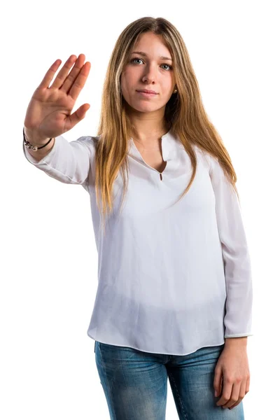 Teen ragazza facendo segno di stop — Foto Stock