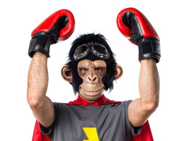 Süper kahraman maymun adam boks eldivenli