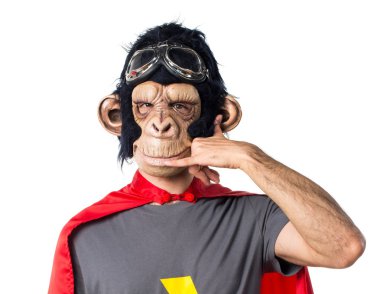 Süper kahraman maymun adam telefon jest yapma