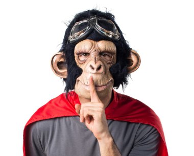 Süper kahraman maymun adam sessizlik jest yapma