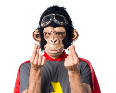 Süper kahraman maymun adam para jest yapıyor