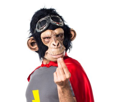 Süper kahraman maymun adam para jest yapıyor