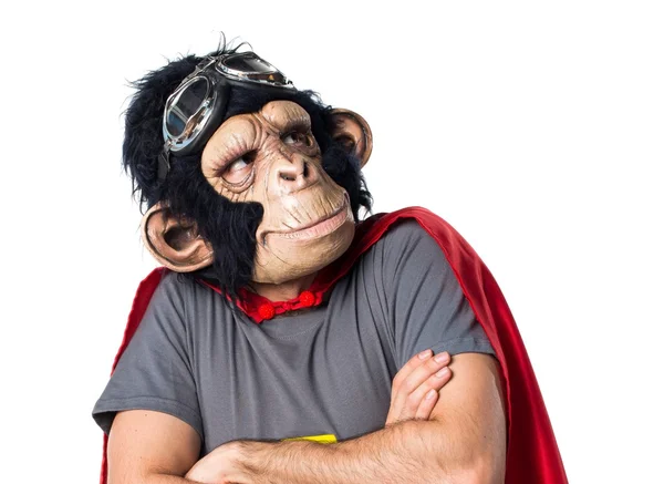 Homem macaco super-herói fazendo gesto sem importância — Fotografia de Stock