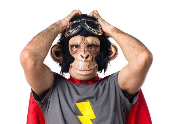 Frustrado Super-herói macaco homem — Fotografia de Stock