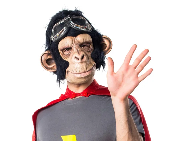 Homem macaco super-herói saudando — Fotografia de Stock