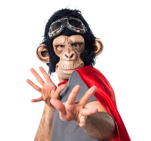 Vyděšený muž opice superhrdina — Stock fotografie
