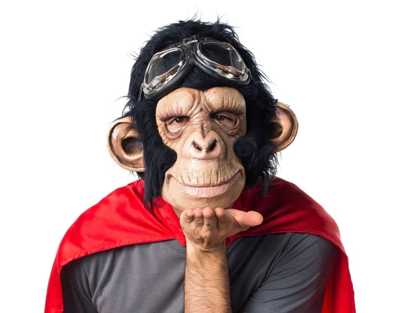 Monkey man sending a kiss — Stock Photo, Image