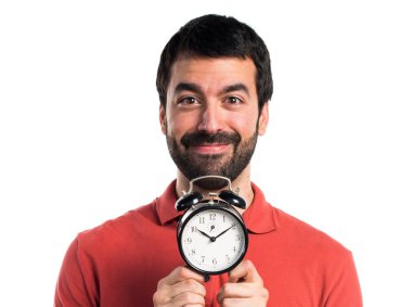 Yakışıklı adam Vintage saat tutan