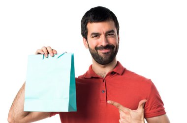 yakışıklı adam alışveriş çantası