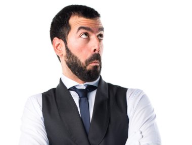 Lüks garson önemsiz jest yapma