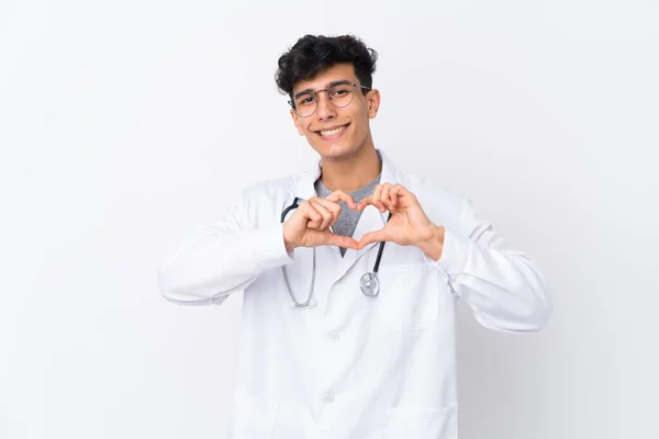 Jovem Argentino Homem Sobre Isolado Branco Fundo Vestindo Médico Vestido — Fotografia de Stock