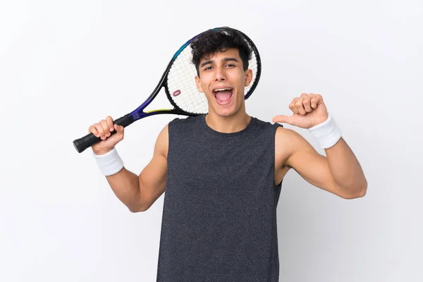 Молодий Аргентинець Через Ізольоване Біле Походження Грає Теніс Пишається Собою — стокове фото