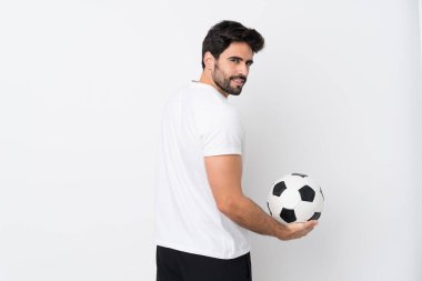 Sakallı, genç ve yakışıklı bir adam, izole edilmiş, beyaz bir geçmişi var.