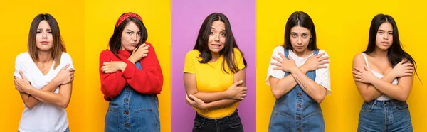 Conjunto Mujeres Congelación — Foto de Stock