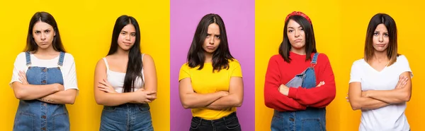 Conjunto Mujeres Que Sienten Molestas — Foto de Stock