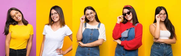 Набор Женщин Очках Счастливых — стоковое фото