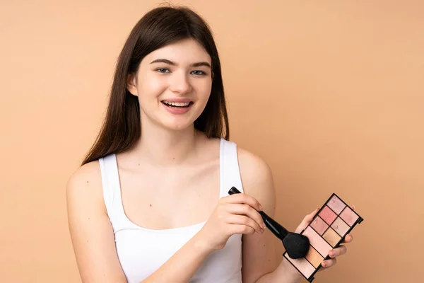 Junge Ukrainische Teenager Mädchen Über Isolierten Hintergrund Mit Make Palette — Stockfoto