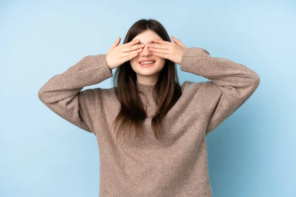 Junge Ukrainische Teenager Mädchen Trägt Einen Pullover Über Isoliertem Blauem — Stockfoto