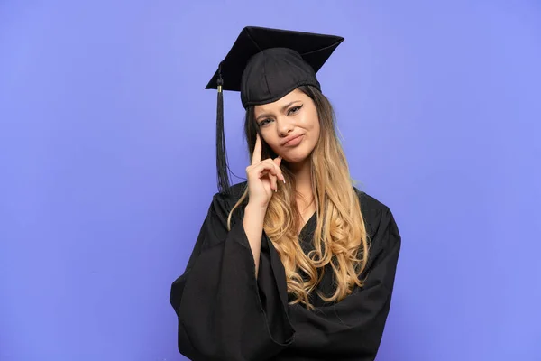 Giovane Laureato Ragazza Russa Isolato Sfondo Bianco Pensando Idea — Foto Stock