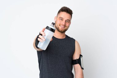 Rus sporcu beyaz arka planda izole edilmiş.