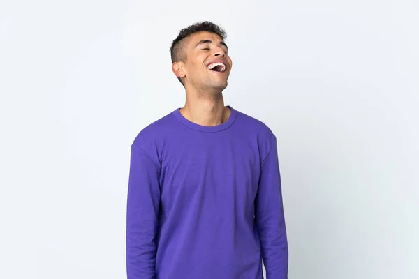 Young Brazilian Man Isolated White Background Laughing — Stock Photo, Image