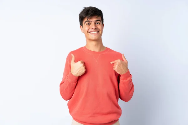 Handsome Man Isolated Blue Background Surprise Facial Expression — Stock Photo, Image