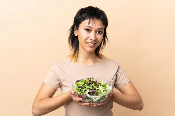 处于孤立背景的乌拉圭青年妇女 — 图库照片