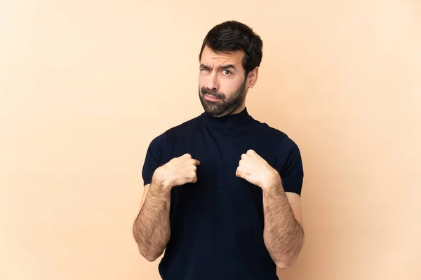 Caucásico Guapo Hombre Sobre Aislado Fondo Apuntando Uno Mismo —  Fotos de Stock