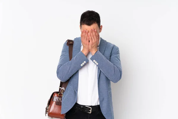 Junger Gutaussehender Geschäftsmann Mit Müdem Und Krankem Gesichtsausdruck — Stockfoto