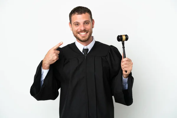 Judge Caucasian Man Isolated White Background Giving Thumbs Gesture — Stock Photo, Image