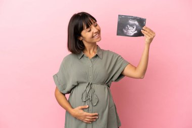 Karantina altındaki kadın hamile ve ultrason çekiyor.