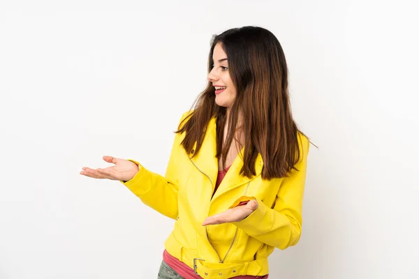 Young Caucasian Woman Isolated White Background Surprise Facial Expression — Stock Photo, Image