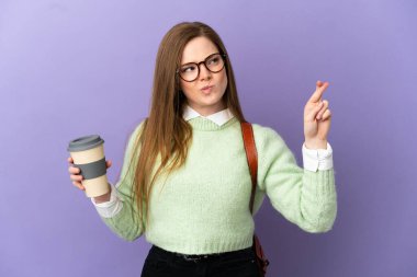 İzole edilmiş mor bir geçmişi olan genç bir kız öğrenci, şans diliyor ve en iyisini diliyor.