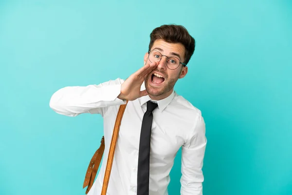 Hombre Negocios Sobre Fondo Aislado Gritando Con Boca Abierta — Foto de Stock