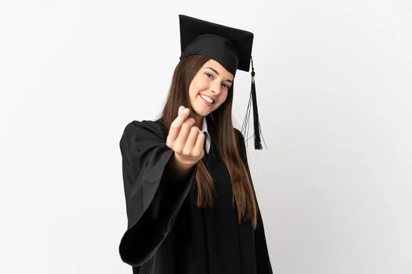 Adolescente Graduado Universitario Brasileño Sobre Fondo Blanco Aislado Haciendo Gesto —  Fotos de Stock