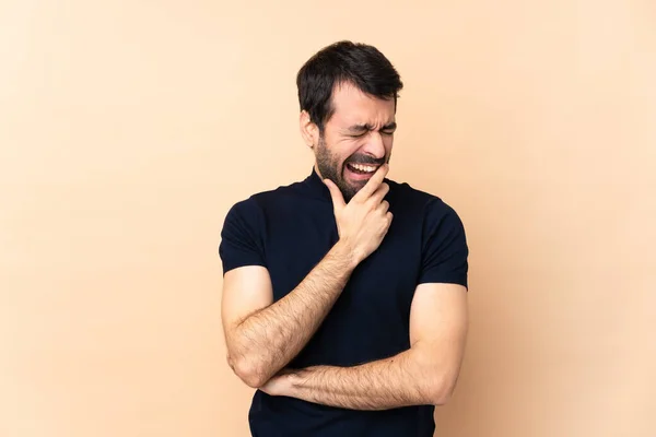 Caucasiano Bonito Homem Sobre Isolado Fundo Bocejo — Fotografia de Stock